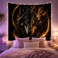 thumbnail image 2 of Fierce Wolf Face in a Fractured Fiery Landscape, Mysterious Gothic for Wildlife Enthusiasts, Dark Fantasy Wall Art, Halloween Gift Tapestry Wall Hanging for Living Room and Bedroom, 2 of 7