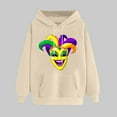 thumbnail image 2 of VBTAPA Mardi Gras Hoodies for Women Carnival Mask Graphic Print Hooded Sweatshirt Drawstring Pullover Hoodie with Kangaroo Pocket Beige XL, 2 of 6