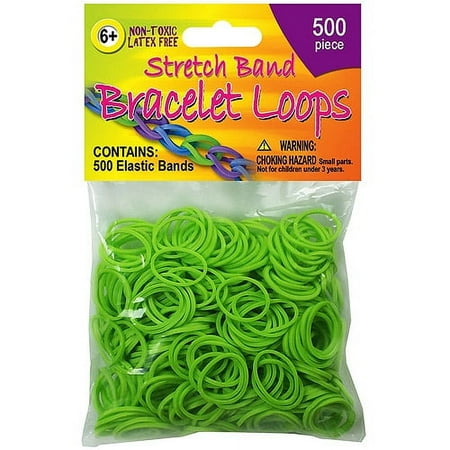 Stretch Band Bracelet Loops 500/Pkg-Neon Green, Pk 6, Pepperell
