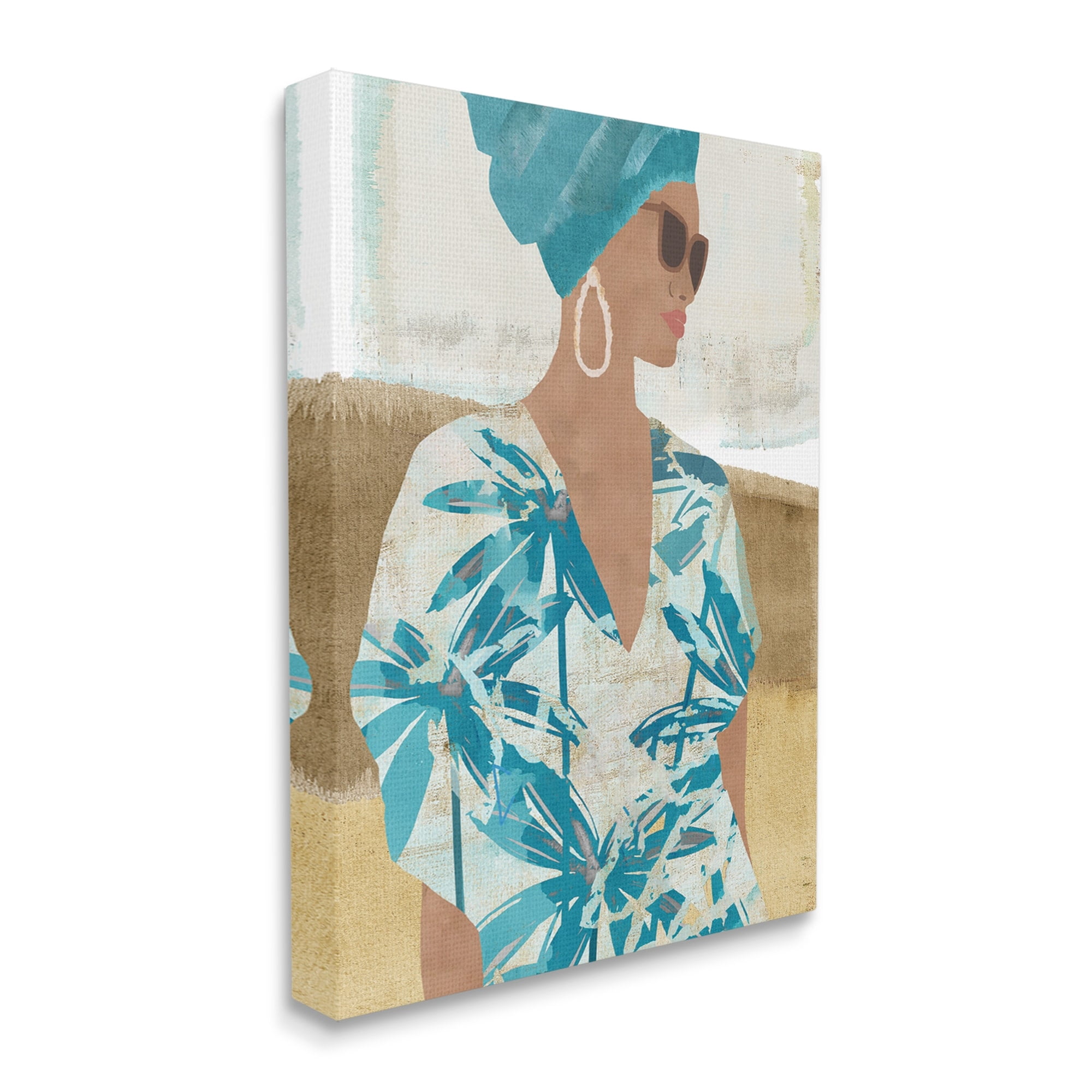 Stupell Boho Girl Portrait Collage Botanical & Floral Painting Gallery Wrapped Canvas Print Wall Art