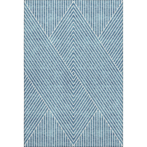 HomeRoots 674675 9 x 12 ft. Teal & Ivory Geometric Transitional Washable Machine Made Rectangle Area Rug with UV Protection