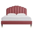 thumbnail image 4 of Modway Daisy Modern Performance Velvet Queen Platform Bed in Dusty Rose, 4 of 5