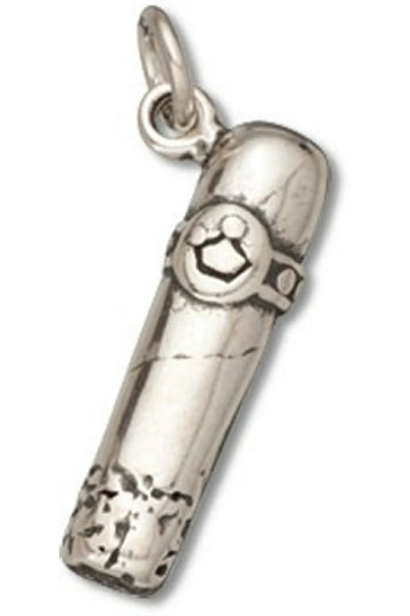 Sterling Silver 7" 4.5mm Charm Bracelet With Attached 3D Smoking Cigar Charm