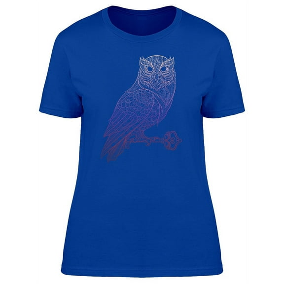 Patterned Owl With Key Tattoo T-Shirt Women -Image by Shutterstock, Female x-Large
