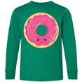 thumbnail image 3 of Inktastic Hot Pink Donut Long Sleeve Youth T-Shirt, 3 of 5
