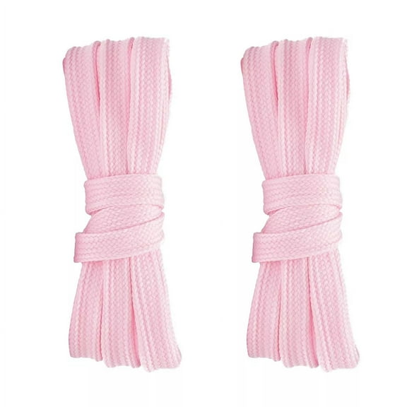 2pair Double Layers Flat Shoe Laces Strings Light Pink for Sneakers 24-72 Inch