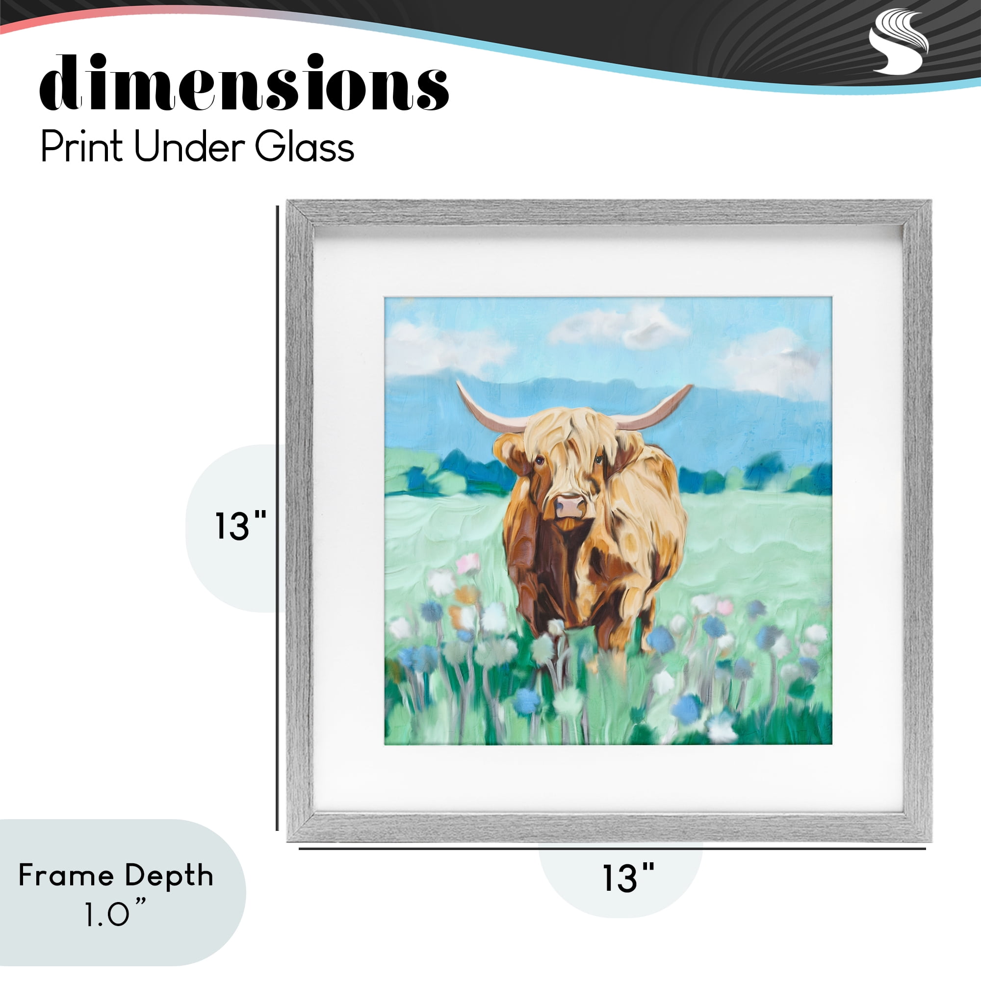 Stupell Industries Blue Sky Highland Gray Framed Print Under Glass, design by Kim Allen