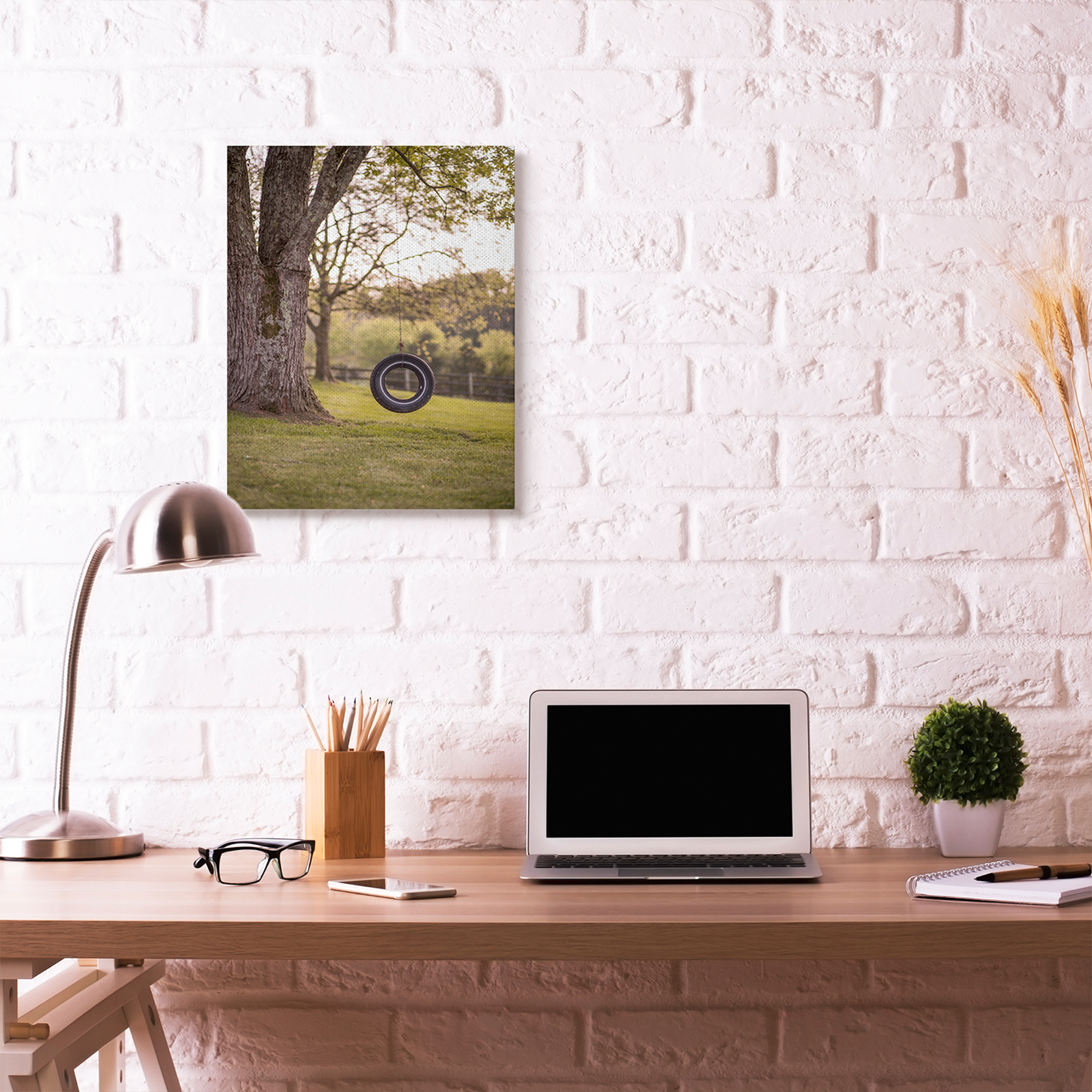 Stupell Home Décor Tire Swing Country Farm Landscape Photograph Canvas Wall Art by Third and Wall