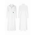 thumbnail image 3 of Women Autumn Casual Lapel Split Wrinkle-Free Long Maxi Vacation Dress with Pockets Creamy White M, 3 of 5