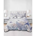 thumbnail image 2 of Full Size Quilt Bedding Set, Purple Starfish Coastal Reversible Summer Quilt 3 Pieces, Nautical Coral Ocean Wooden Lightweight Bedspreads Coverlets with 2 Pillow Shams for All Seasons, 2 of 5