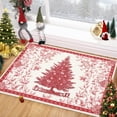 thumbnail image 2 of 2x3 Christmas Rug Non Slip Christmas Tree Print Kitchen Rugs Washable Area Rug, Low Pile Soft Holiday Decor Small Carpet for Entry Indoor Red, 2 of 7