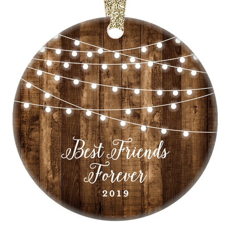 Best Friends Forever Gifts 2019, Bestie BFF Keepsake Christmas Ornament, Rustic Sister Friendship Women Xmas Farmhouse Collectible Present 3