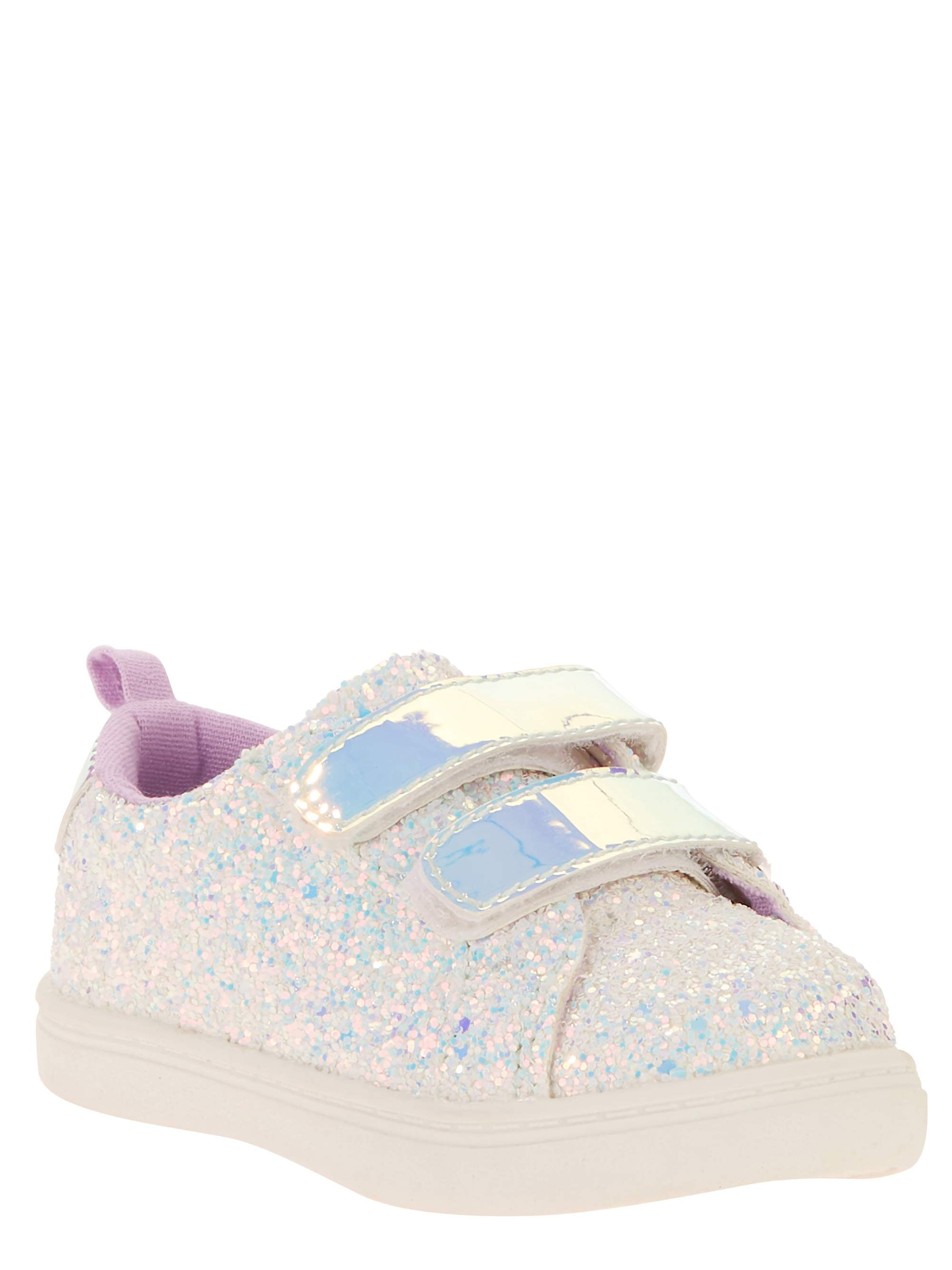 Wonder Nation Infant Girls Pre Walk Casual Glitter Sparkle Shoes White 3,4,5 NEW 