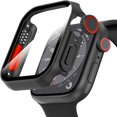 thumbnail image 1 of HAHDAXIA for Apple Watch 45mm Screen Protector Case, Ultra-Thin Tempered Glass Unique Design Full Coverage Hard PC Case Cover for iWatch Series 9/8/7 45mm (Black for Apple Watch 45mm), 1 of 7