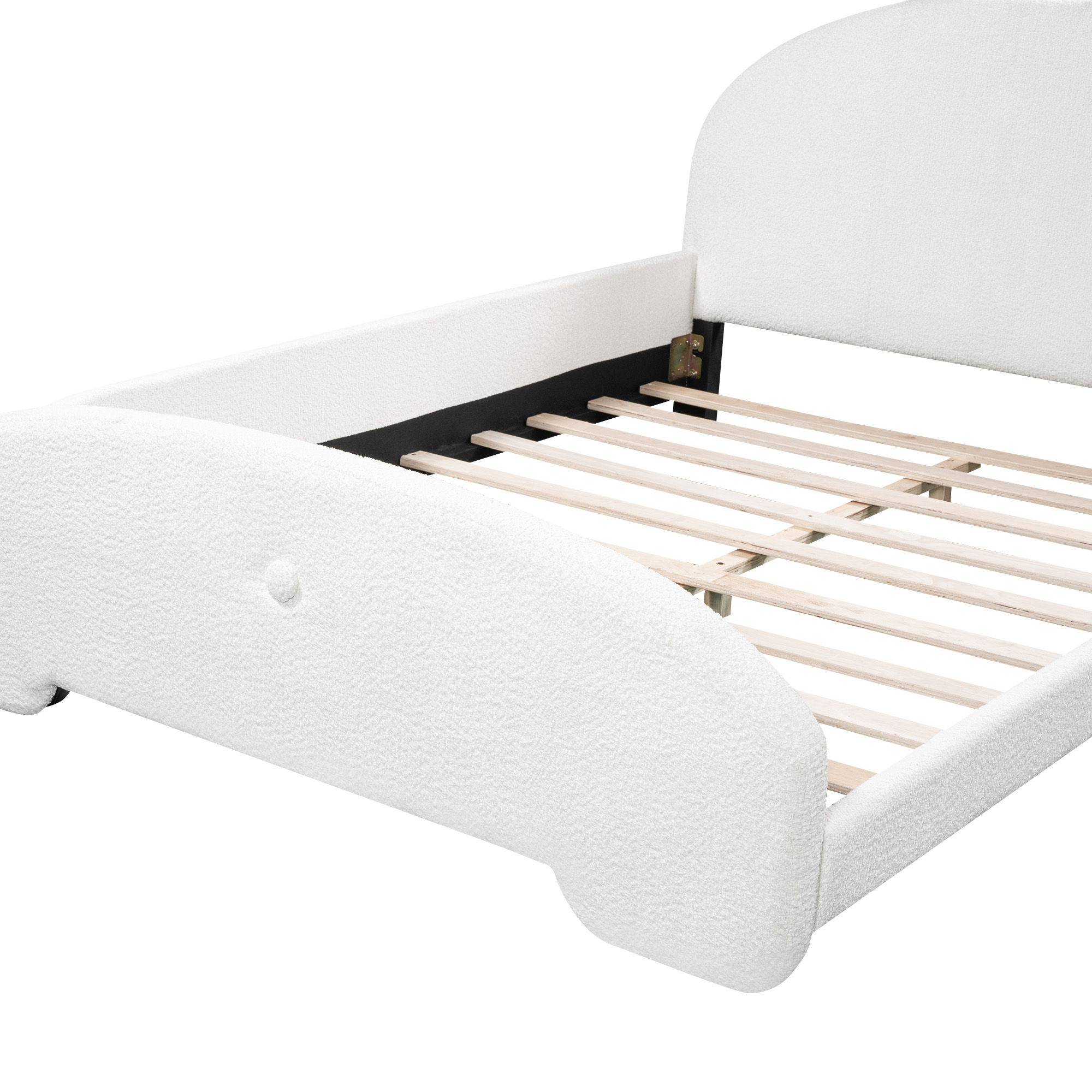Aukfa Full Size Upholstered Platform Bed with Cartoon Bunny Ears Headboard for Kids Girls, White