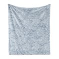 thumbnail image 1 of Wave Soft Flannel Fleece Throw Blanket, Traditional Japanese Motifs in Blue Tones Doodle Style Nautical Pattern, Cozy Plush for Indoor and Outdoor Use, 70" x 90", Blue Pale Blue, by Ambesonne, 1 of 6