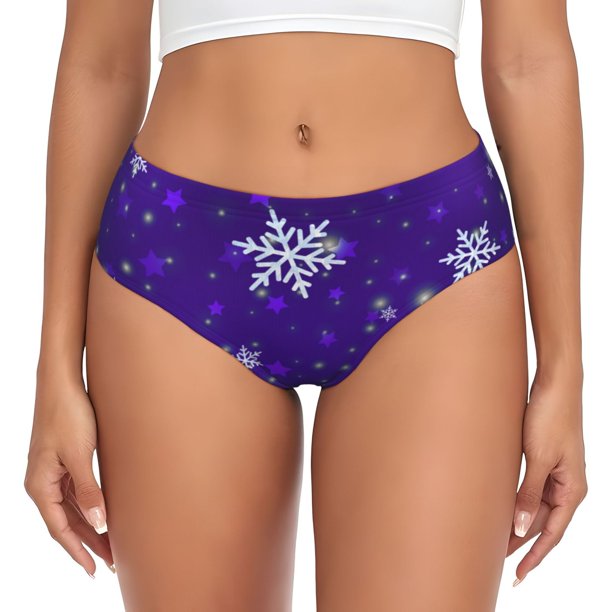 Fotbe Dark Purple Snowflakes Calzones Estampados para Mujer – Ropa Interior de Algodón, Cómoda, Suave y Elástica-X-Large