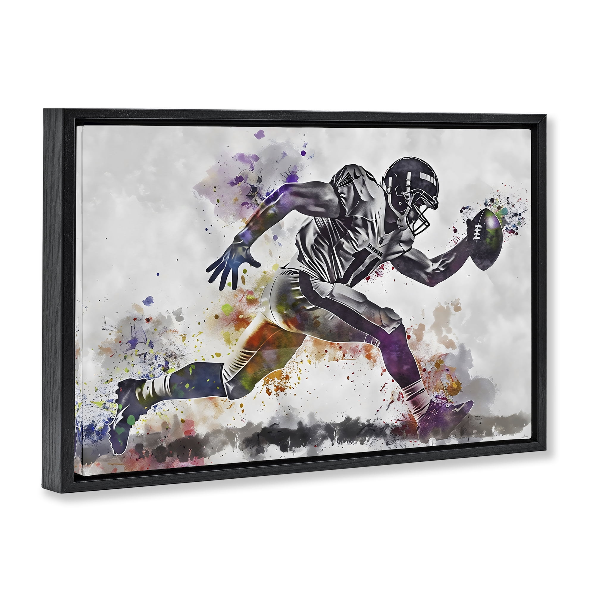 Stupell Industries Endurance Football Sprint Black Framed Floater Canvas Wall Art, design by Creative Studio
