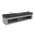 thumbnail image 4 of Castello USA Amazon 84" Gray Wood Floating Vanity with Black Top and Chrome Trim, 4 of 10
