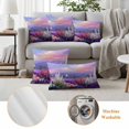 thumbnail image 6 of Spring Flowers Pillow Covers 2 Pack Oil Painting Purple White Lavender Floral Gradient Pink Purple Pillowcase Waterproof Outdoor Throw Pillow Cover for Patio Garden Square Cushion 26”x26”, 6 of 9