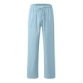 thumbnail image 4 of Owordtank Womens Casual Pants with Pockets Tie Waist Wide Leg Plus Size Comfy Pants Loungewear, 4 of 5