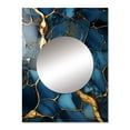thumbnail image 2 of Designart "Abstract Marble Mosaic in Gold and Sapphire Blue IV" Marble Mirror Wall Decor - Modern Gold Abstract Mirror Wall Art For Bathroom - 32" x 24" Inch, 2 of 5