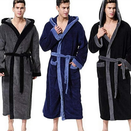 

Men Bathrobe hooded Super Soft Male Robe Nightgown