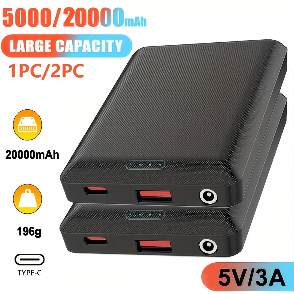 5000/20000mAh Power Bank Portable Charge DC5V 3A Output USB Output Type C Output Portable Charger Phone External Battery Pack for Heating Vest Jacket Scarf Gloves Electric Heating Equipment(1pc/2pcs)