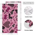 thumbnail image 2 of 2-Piece Polyester cotton Towel Set Absorbent Bow and Cherry Black and Pink Hand Towel Bath Towel Soft and Comfortable Machine Wash 28.3x14.4, 2 of 7