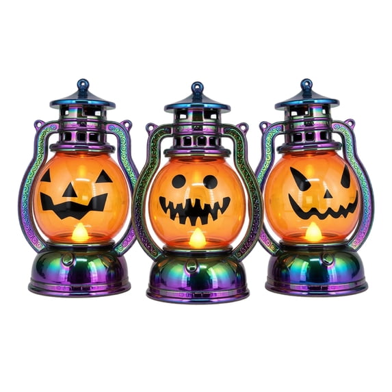 Halloween Pumpkin Lantern Night Light, Portable Handheld LED Decor with Warm Glow for Table Window Display