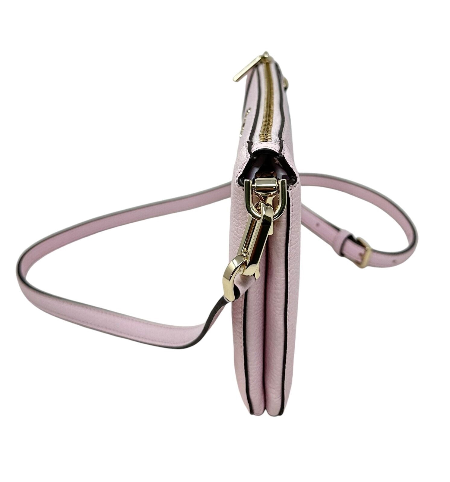 Kate Spade Lena Double Compartment Shimmer Pink Leather Crossbody Bag KH430