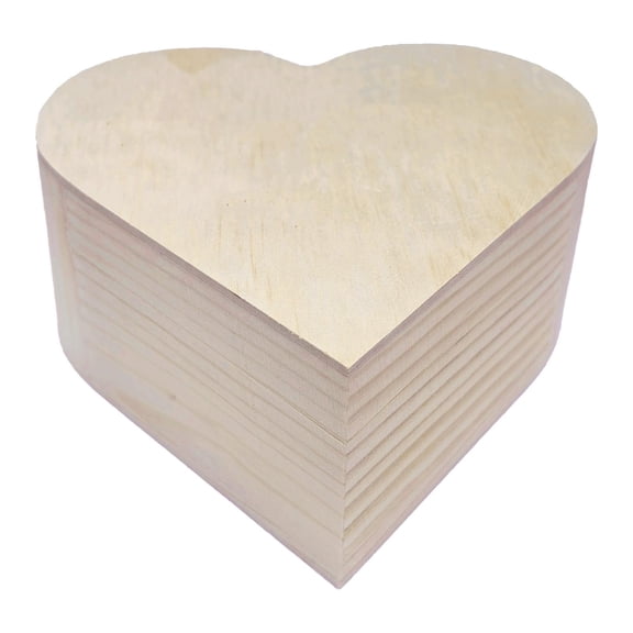 Jewelry Organizer Heart Shaped Unfinished Wood Box Hinged Lid DIY Craft Painting for Wedding Birthday Party Table