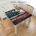 thumbnail image 2 of HAOXIT American Flag Rectangle Tablecloth, Waterproof Washable Table Cloth, Decorative Polyester Table Cover for Dining Room Kitchen, Independence Day Flag on Wooden Planks 54''x54'', 2 of 7