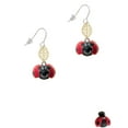 thumbnail image 2 of Delight Jewelry Resin Red & Black Ladybug Sweetie Goldtone Leaf French Earrings, 2 of 4