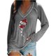 thumbnail image 1 of Suéter navideño para mujer, sudadera con cuello en V de manga larga con patrón de letras/vidrio XBTCLXEBCO Gris;M, 1 of 3