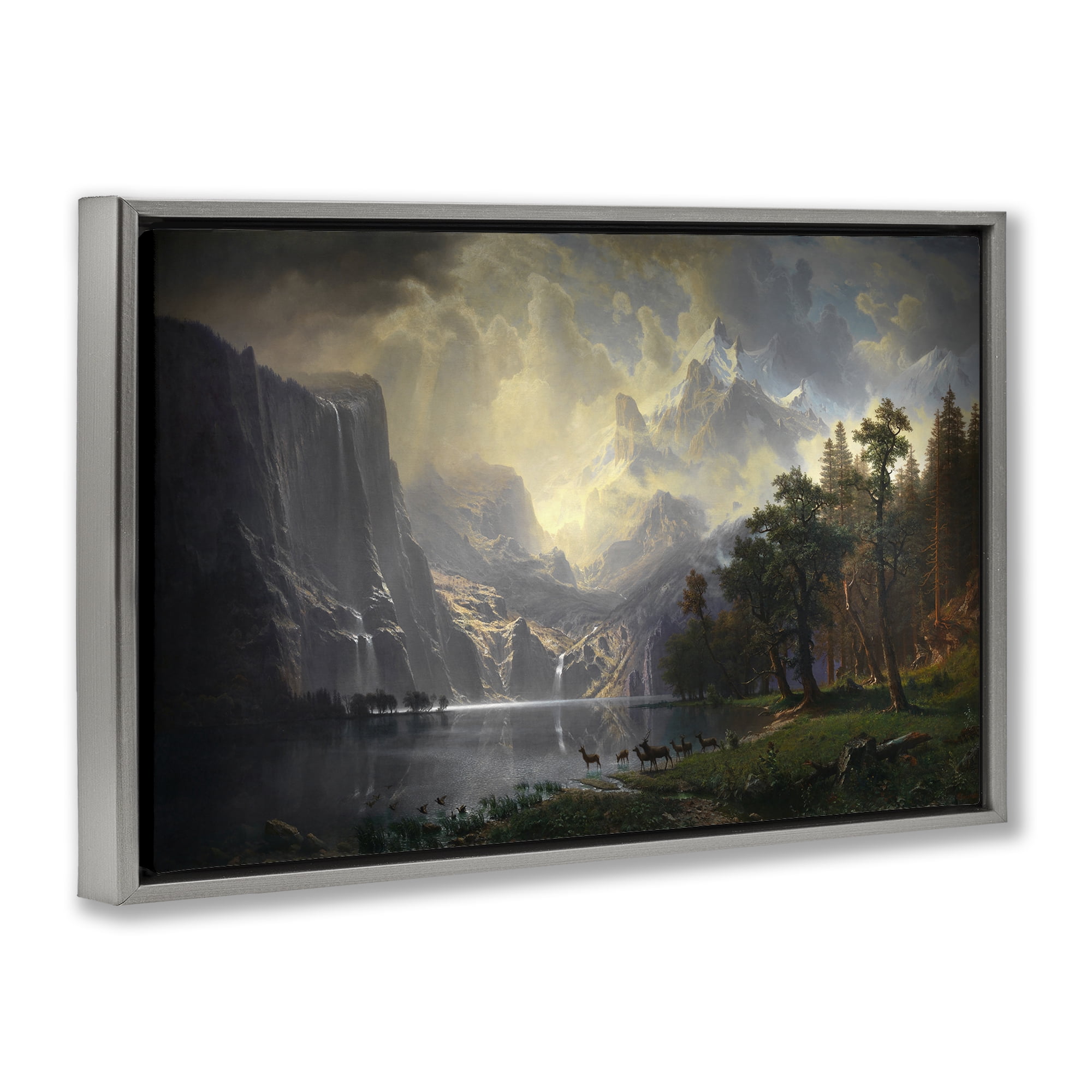 Stupell Industries Among Sierra Nevada Mountains Landscape & Nature Painting Gray Floater Framed Canvas Art Print Wall Art, 25 x 17