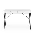 thumbnail image 4 of Modern Makeup Vanity Dressing Table Home Office Study Computer Laptop Writing Desk with Two Storage Drawers and Black Stoving Varnsih Steel Frame, White, 4 of 7