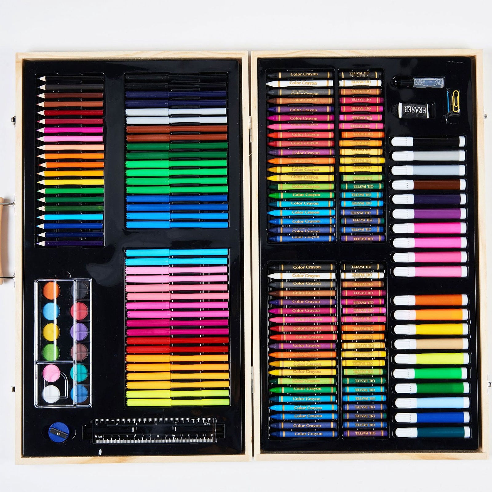CMrtew 220-Piece Art Kit for Kids Ages 6-12, Drawing Set with Oil Pastels, Crayons, Watercolor Cakes - Art Supplies Gift Case for Boys Girls (6-8 8-12 Year Old)