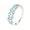 Silver, variant on Gold Plated Turquoise Half Eternity Band Ring for Women, Wavy Curved Pave White Crystal Stacking Ring, Bohemian Vintage Stackable Jewelry Gift for Her Birthday Size 8