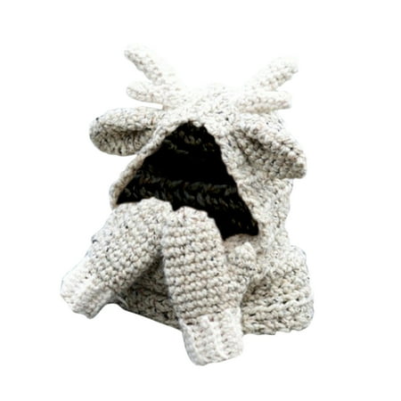 

YWDJ Knitted Scarf One-Piece Cap Kids Warm Wool Ear Protection Cape Gray One Size