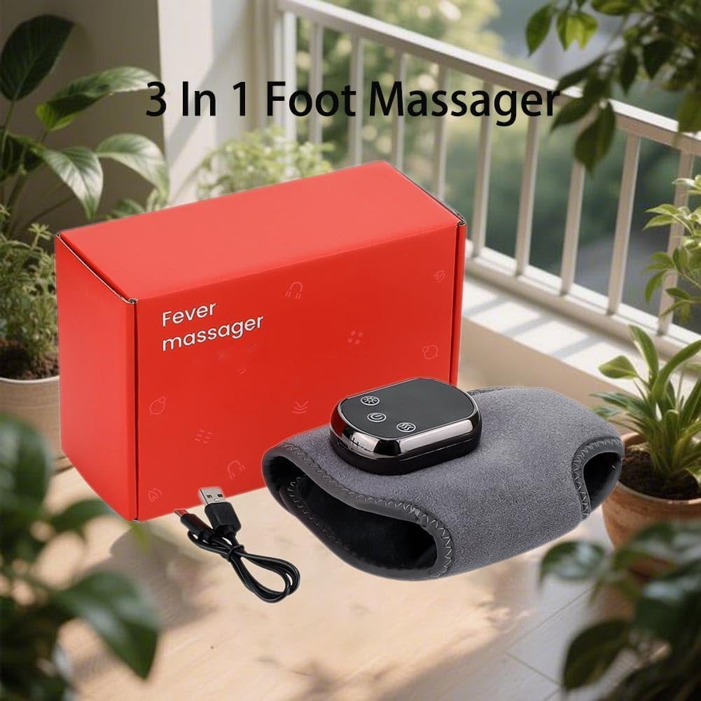 Triple Therapy Foot Massager, Portable Cordless Ankle Heating Pad with 3 Vibration Mode,5 Heat Leavel Visible Screen