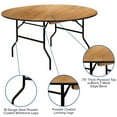 thumbnail image 2 of 60'' Round Wood Folding Banquet Table with Clear Coated Finished Top, 2 of 9