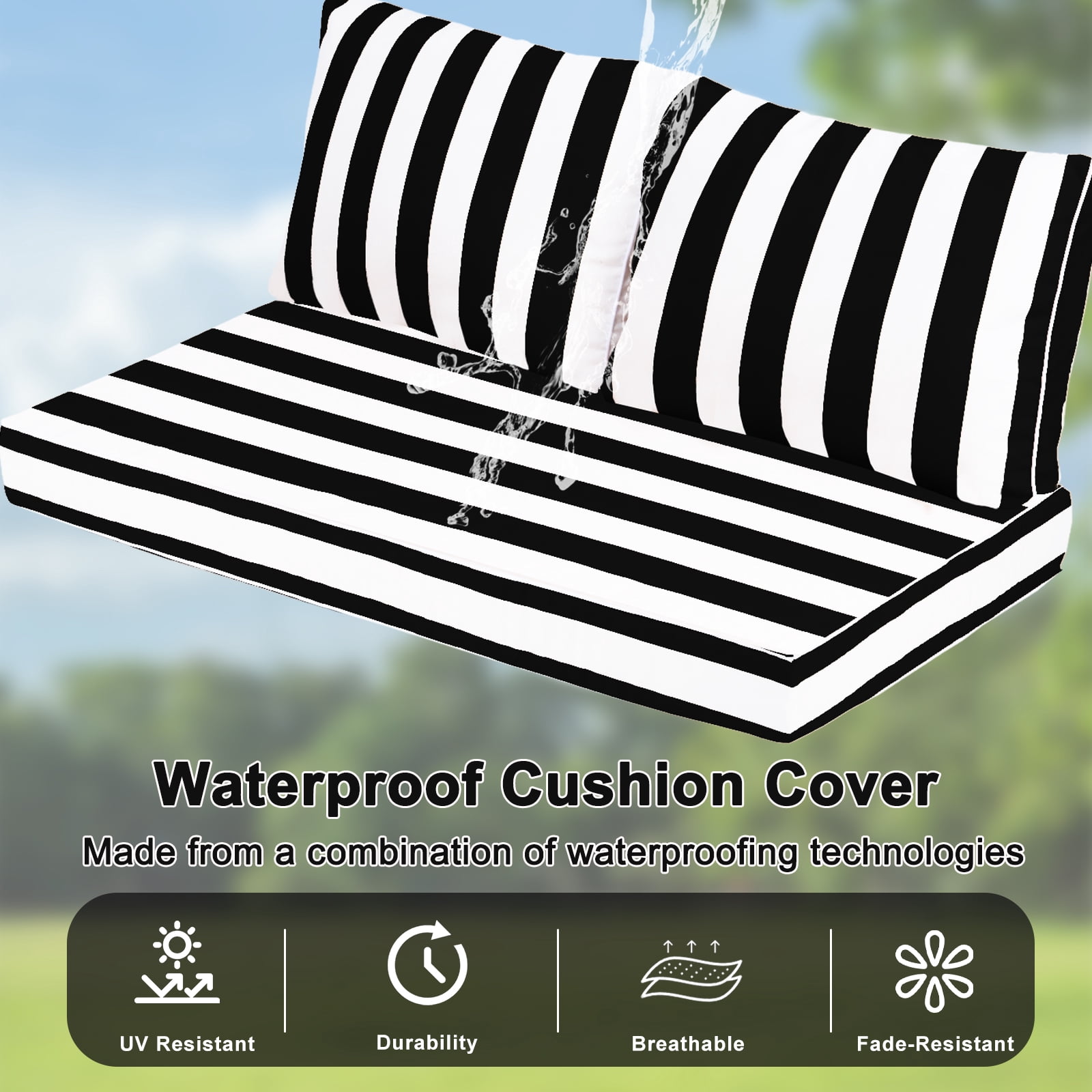 XXLYY Outdoor Loveseat Cushions, 48" x 24", Waterproof Fade Resistant Seat and Backrest Cushion Set for Patio Furniture