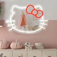 thumbnail image 2 of Espejo de tocador con letrero de neón, espejo iluminado personalizado de Hello Kitty, interruptor táctil, luces de espejo de neón, 2 of 4