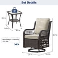 thumbnail image 2 of Twister.CK 3 Pieces Patio Furniture Set, Outdoor Swivel Gliders Rocker, Wicker Patio Bistro Set with Rattan Rocking Chair, Glass Top Side Table and Thickened Cushions for Porch Deck Backyard, 2 of 8