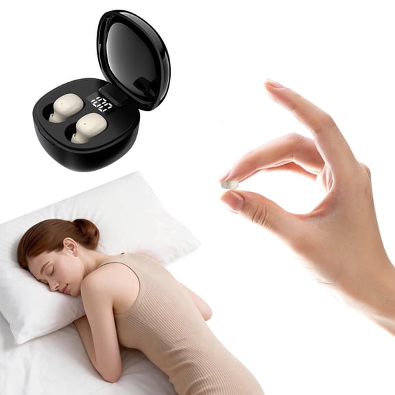 Small Mini Invisible Earbuds Wireless Bluetooth for Small Ears, Low Profile Tiny Discreet Hidden Sleeping Earbuds for Work Sleep, Invisible Headphones Buds (Beige)