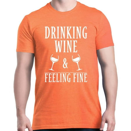 - Shop4Ever Men's Drinking Wine and Feeling Fine Funny Wino Graphic T-shirt