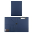 thumbnail image 2 of Padfolio Portfolio Leather Binder, Interview Legal Document Organizer, Business Card Holder Included Letter Sized Writing Pad (Blue, Faux Leather Matte Finish) 9.84x12.67", 2 of 8