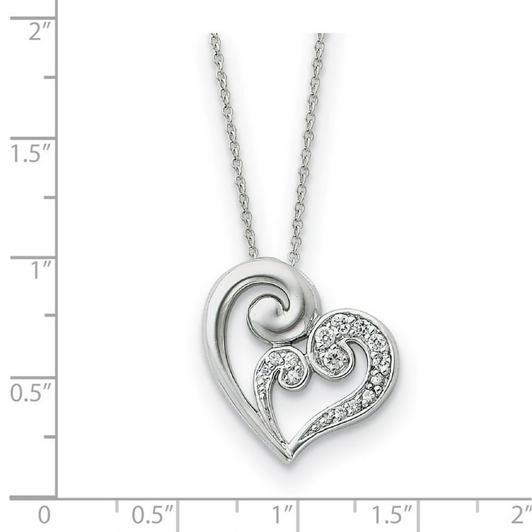 Sterling Silver And CZ A Mothers Journey 18in Heart Necklace Sterling Silver And CZ A Mothers Journey 18in Heart Necklace