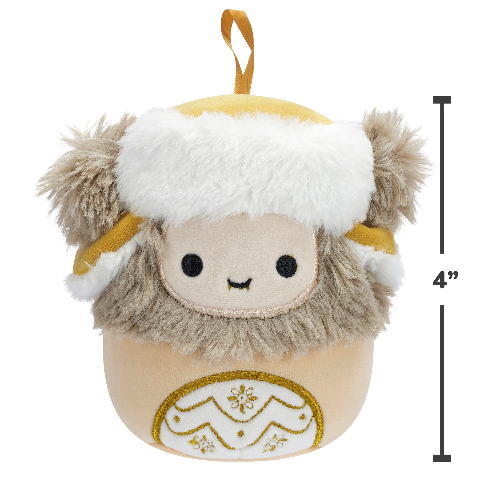 Squishmallows Official Plush 4 inch Holiday Yeti with Gold Hat- Childs Ultra Soft Stuffed Toy Ornament